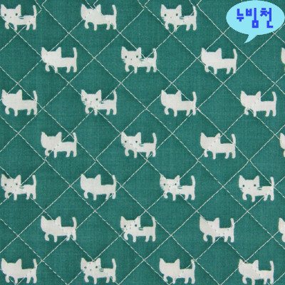 면혼방 누빔천 고양이小(그린)-2992