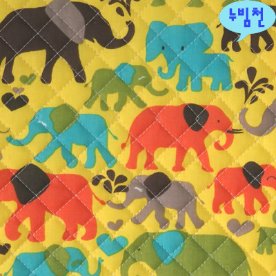 면혼방 누빔천 코끼리大(노랑)-2958